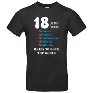 18 jaar – Ready to Rock the World T-shirt (blauw)