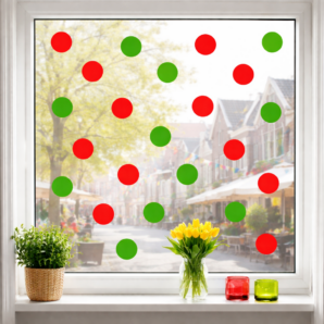Statisch hechtende raamconfetti – Rood & groen
